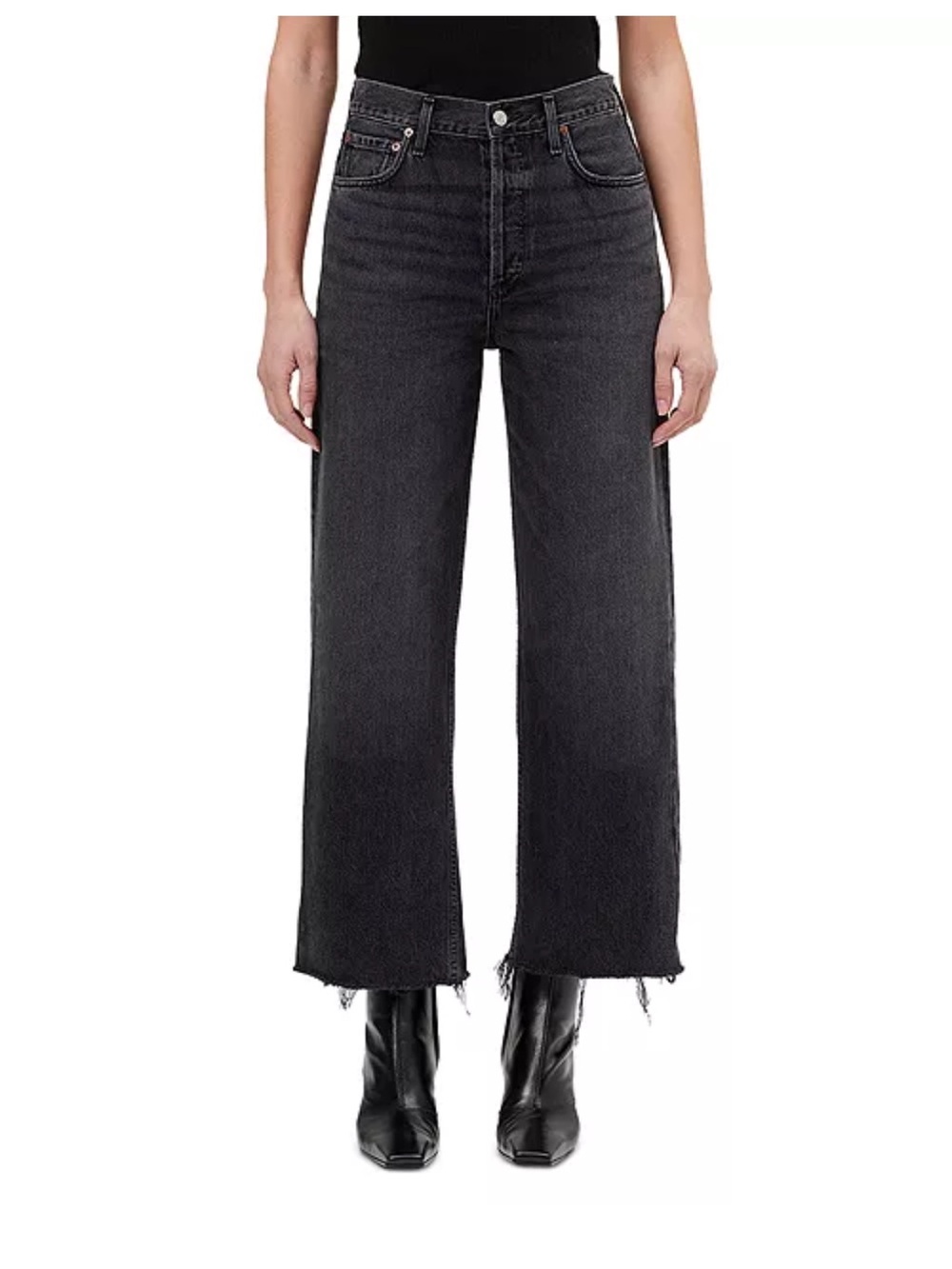 Agolde Ren High Rise Wide Leg Jeans Black Denim Women’s Size 30